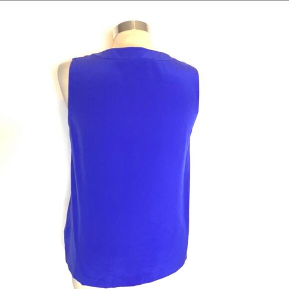 Kate spade addie silk pleatkeyhole blouse blue sz 4 - Picture 3 of 6